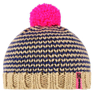 pomponmuts beige/blauw/roze