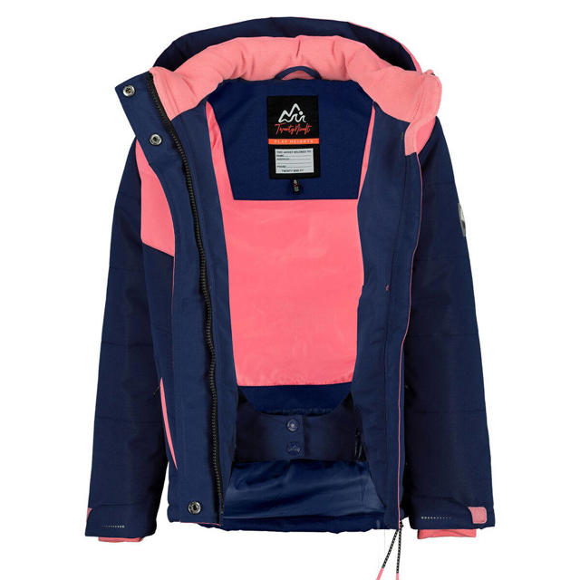 Op het randje Huis vloeiend 29FT ski-jas donkerblauw/roze | wehkamp