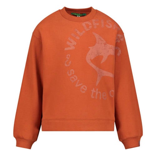 Wildfish sweater met printopdruk oranjebruin