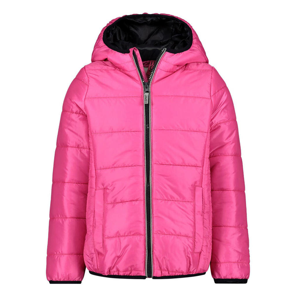 Roze meisjes ESPRIT gewatteerde winterjas van polyamide met effen, lange mouwen, capuchon en ritssluiting