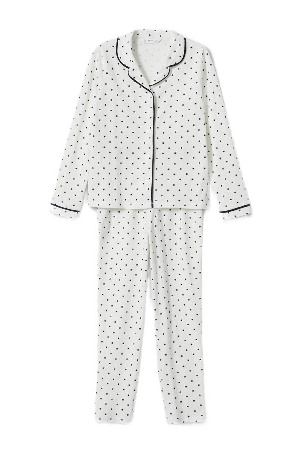 Mango Kids pyjama met sterren gebroken wit/donkerblauw