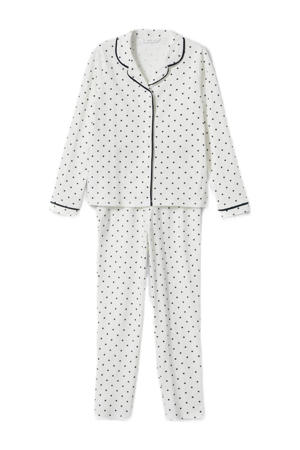 pyjama met sterren gebroken wit/donkerblauw