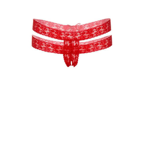 Daring string Lucy met open kruis rood afbeelding