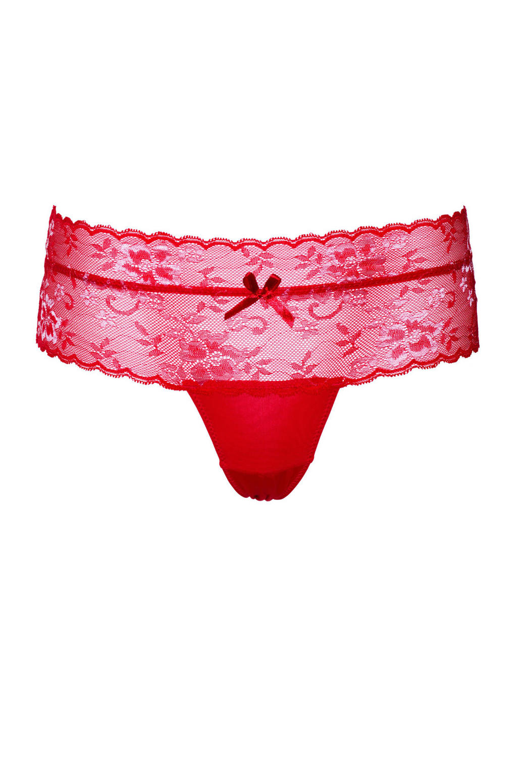 Daring high waist kanten string rood | wehkamp