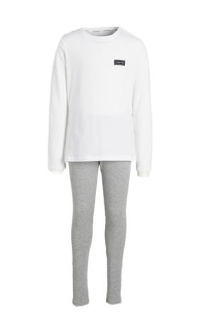 pyjama met logo grijs melange/wit