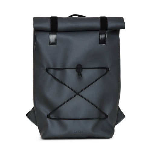 Rain dark blue Velcro Rolltop backpack