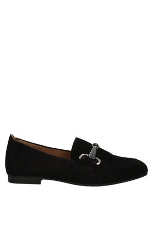 suède loafers met gesp zwart
