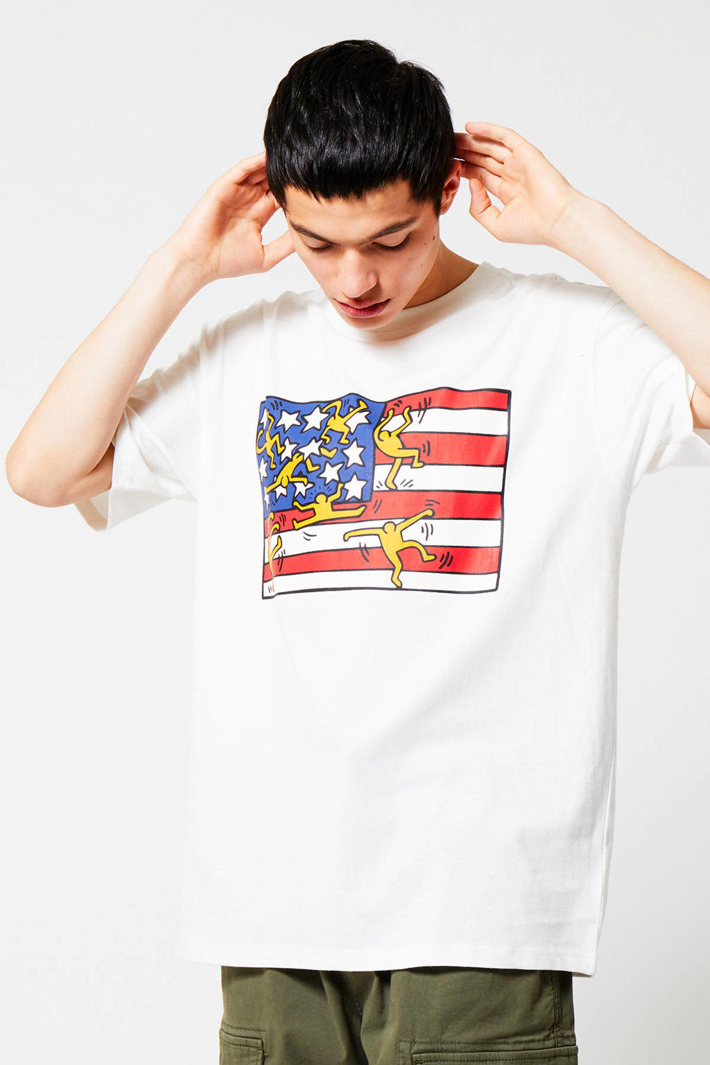 America Today oversized T-shirt Edmond  met printopdruk off white
