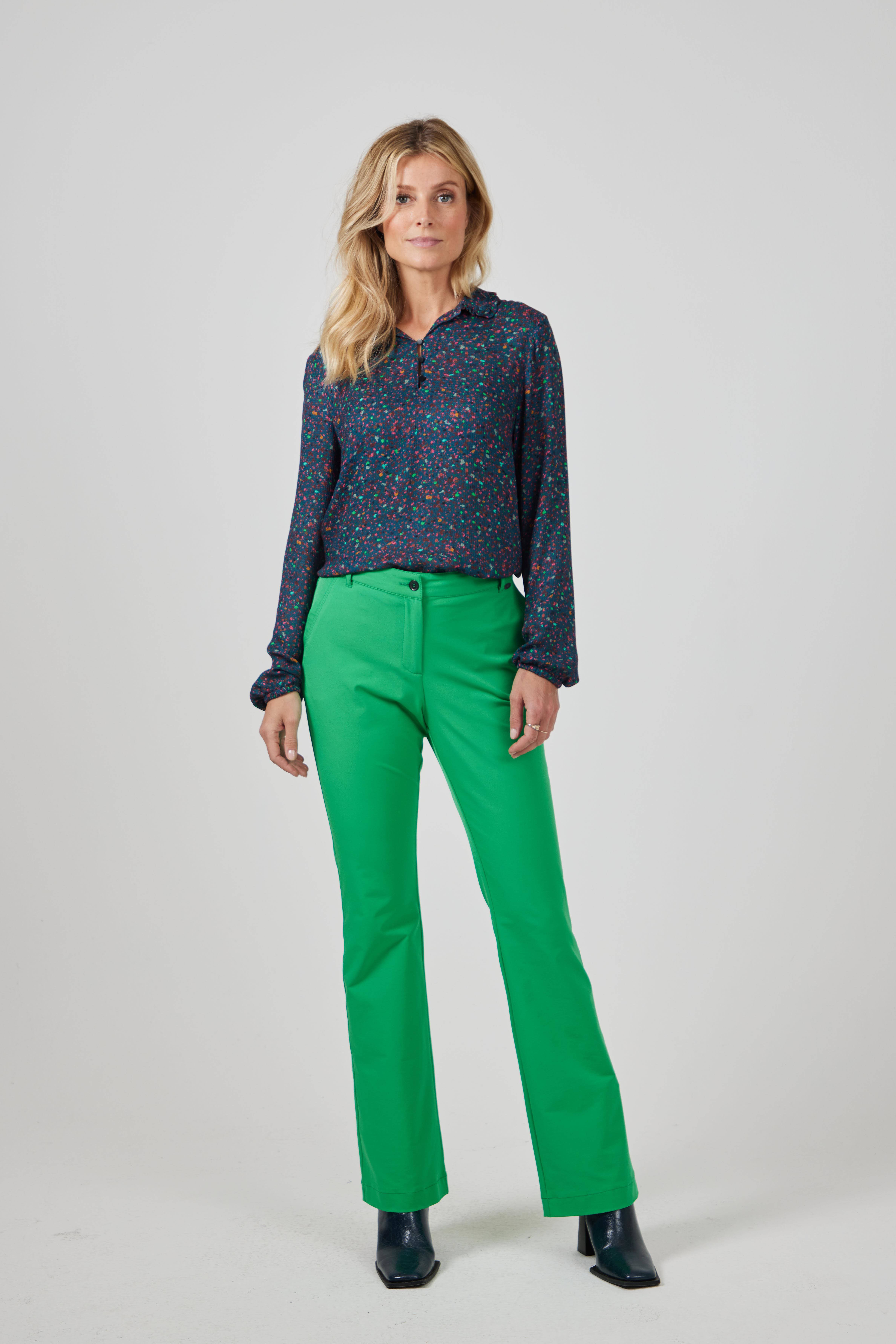 Broek travelstof online groen