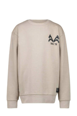 sweater Spence met backprint beige/zwart/rood