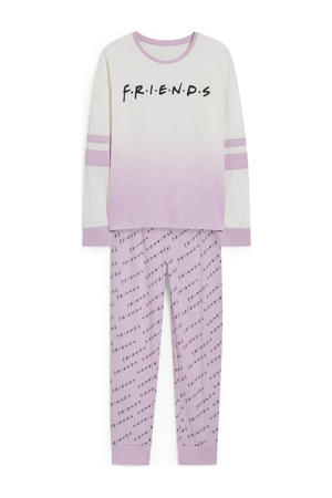pyjama Friends van biologisch katoen lila/offwhite