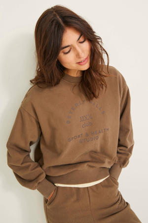 sweater met tekst bruin