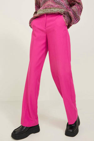 high waist straight fit pantalon van gerecycled polyester fuchsia