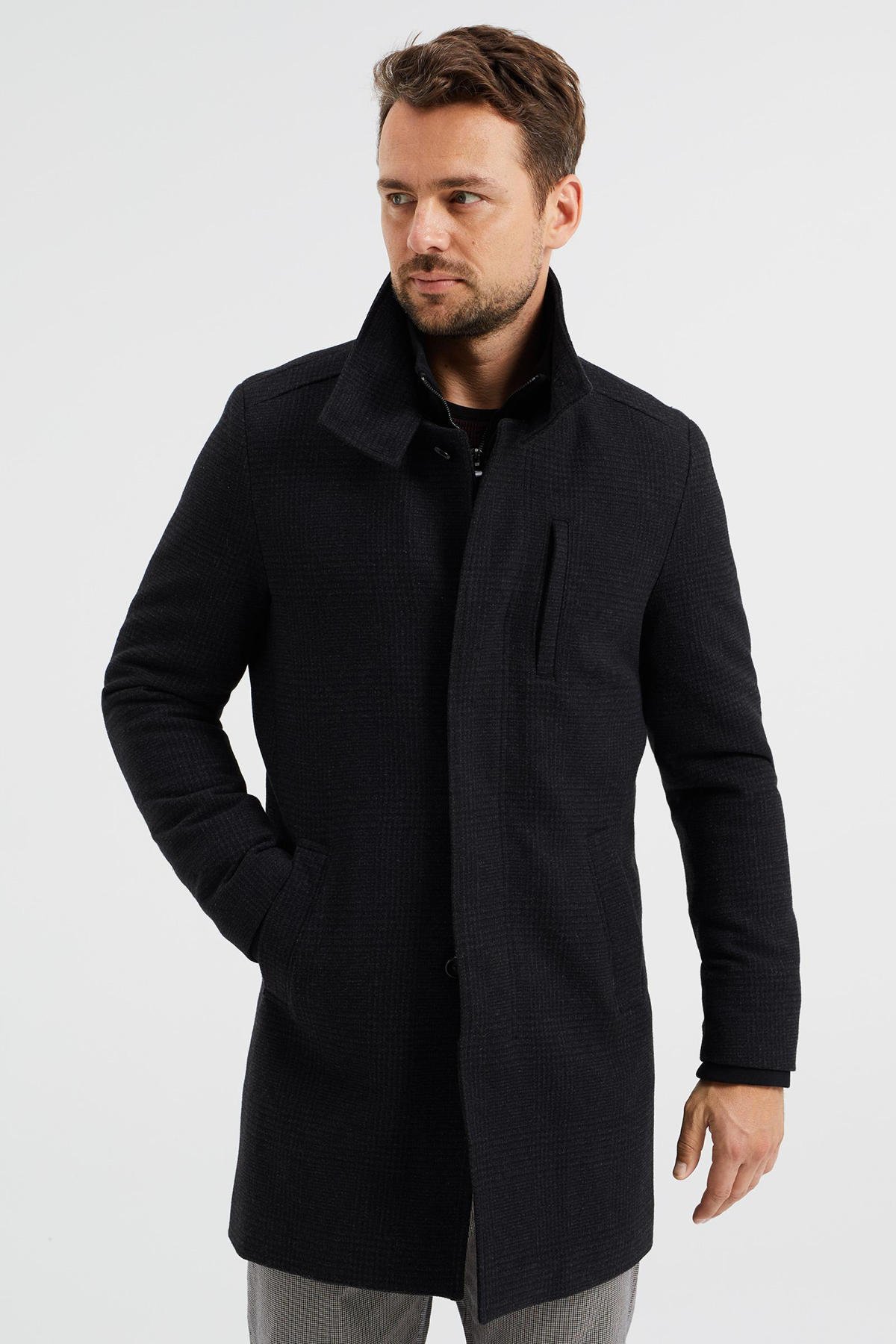 toon houding Van streek WE Fashion jas met wol zwart | wehkamp