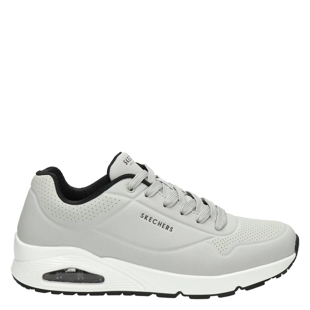 Grijze heren Skechers Street Uno sneakers van imitatieleer/voering: textiel met veters