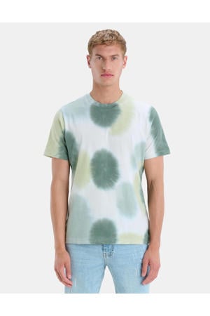 regular fit T-shirt met all over print groen