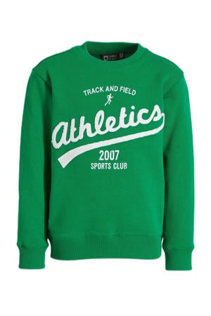 sweater Columbia met tekst groen