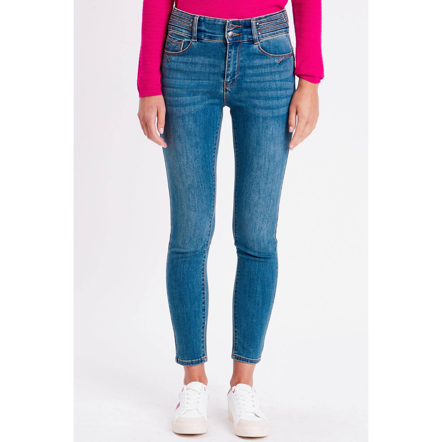 Cache cropped jeans medium blue denim