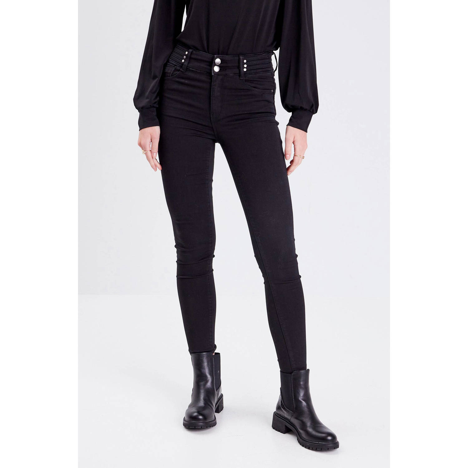 Cache cropped jeans black
