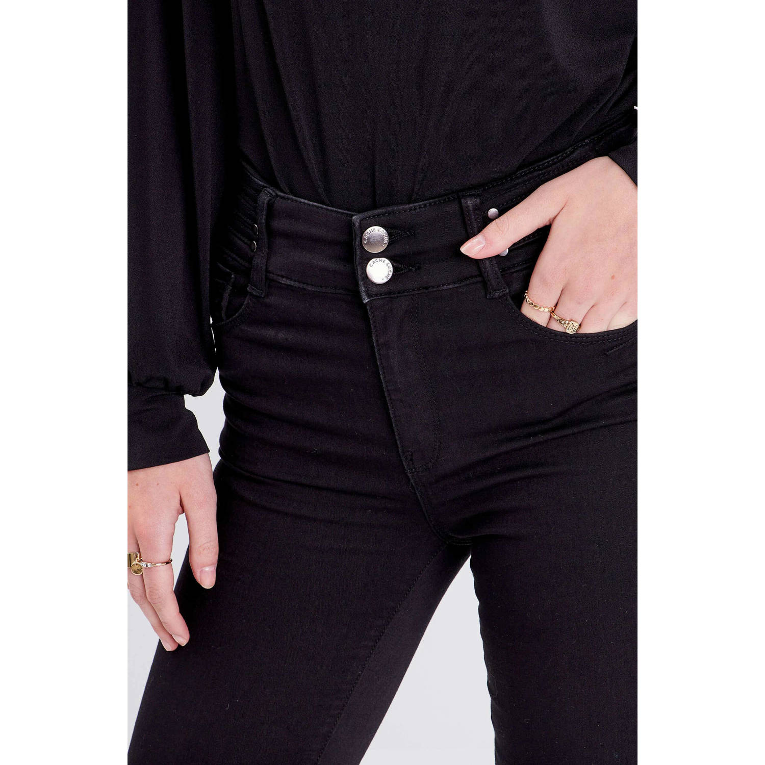 Cache cropped jeans black