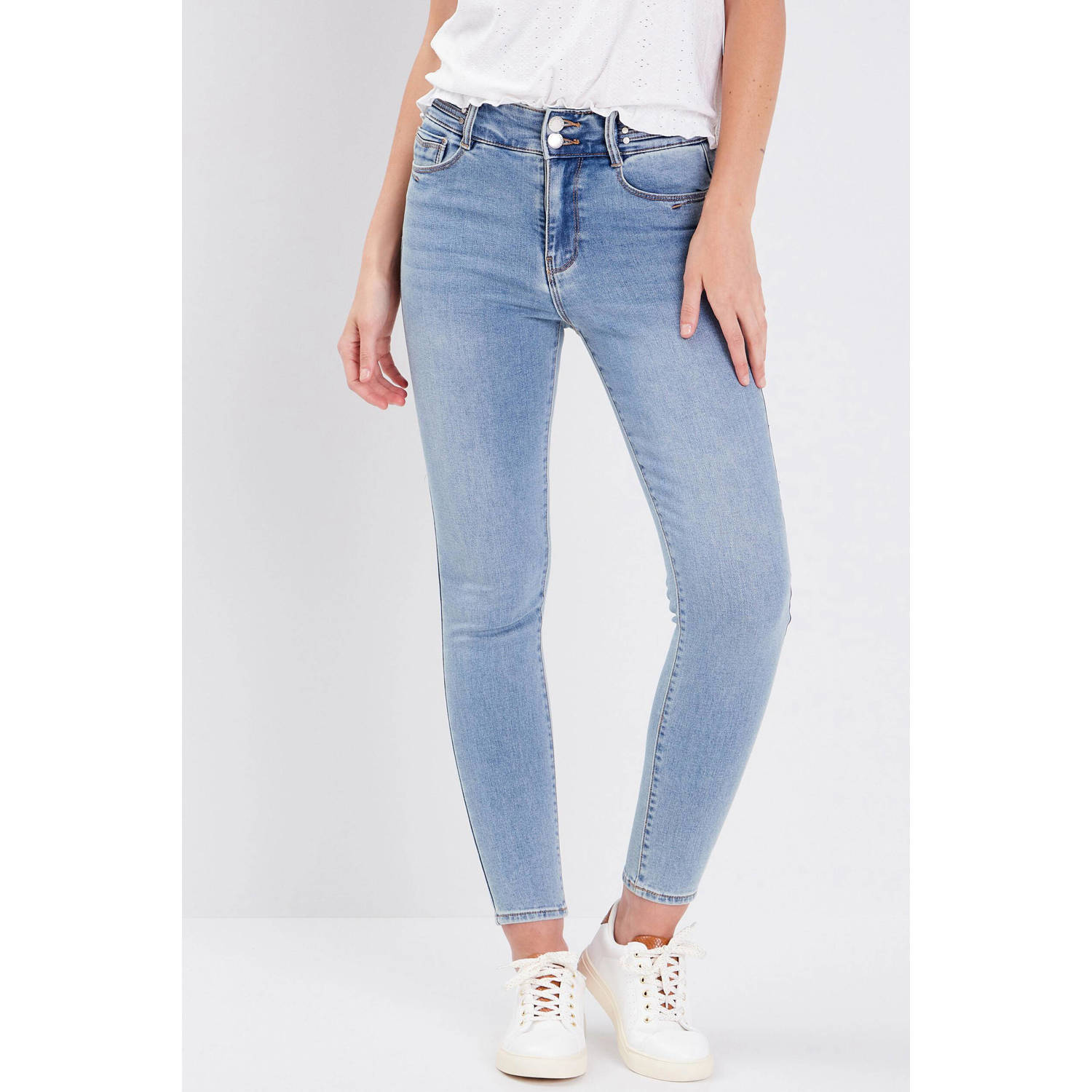 Cache cropped jeans light blue denim