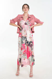 Cassis jurk met all over print roze/grijs