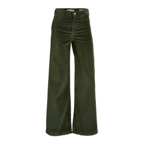 Lois high waist wide leg jeans split groen