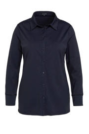 thumbnail: Exxcellent blouse van travelstof Laila met open detail donkerblauw