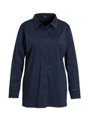 thumbnail: Exxcellent blouse van travelstof Laila met open detail donkerblauw