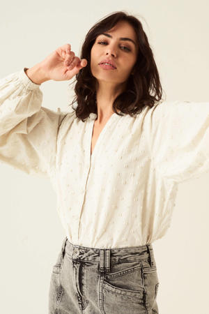blouse met textuur ecru