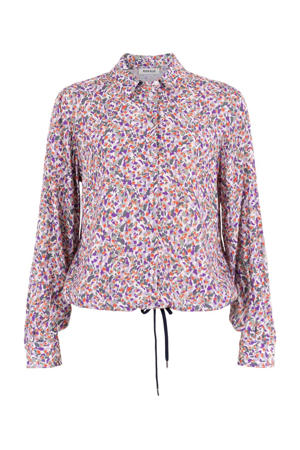 blouse LOU met grafische print paars