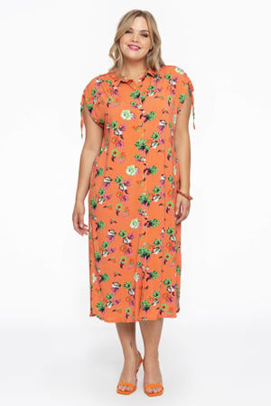 gebloemde jurk oranje