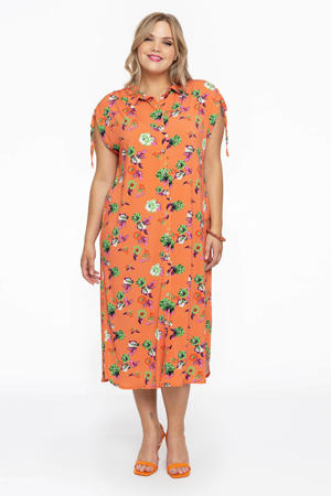 gebloemde jurk oranje
