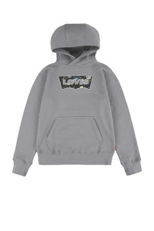 hoodie Batwing met logo grijs