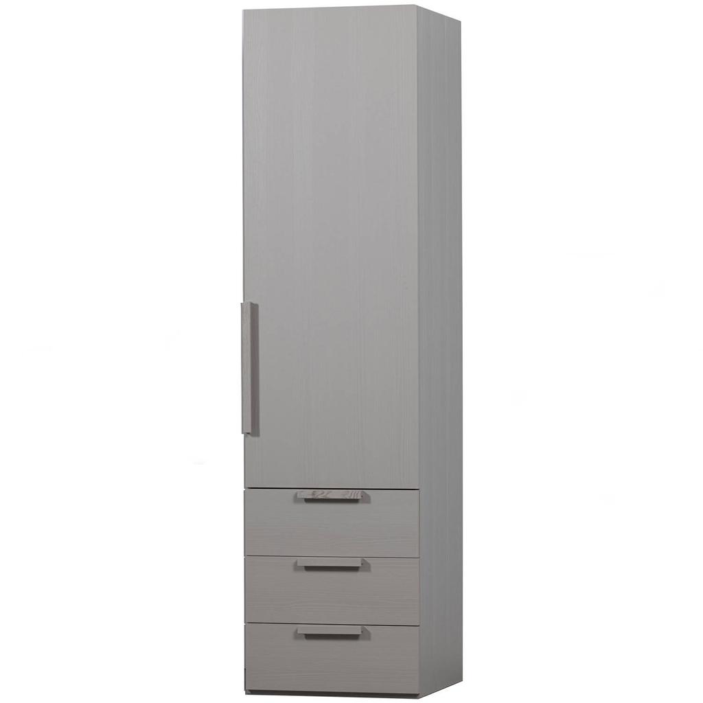 WOOOD WOOOD Rens Kledingkast 1-Deurs - Noten/Grijs - 210x55x58