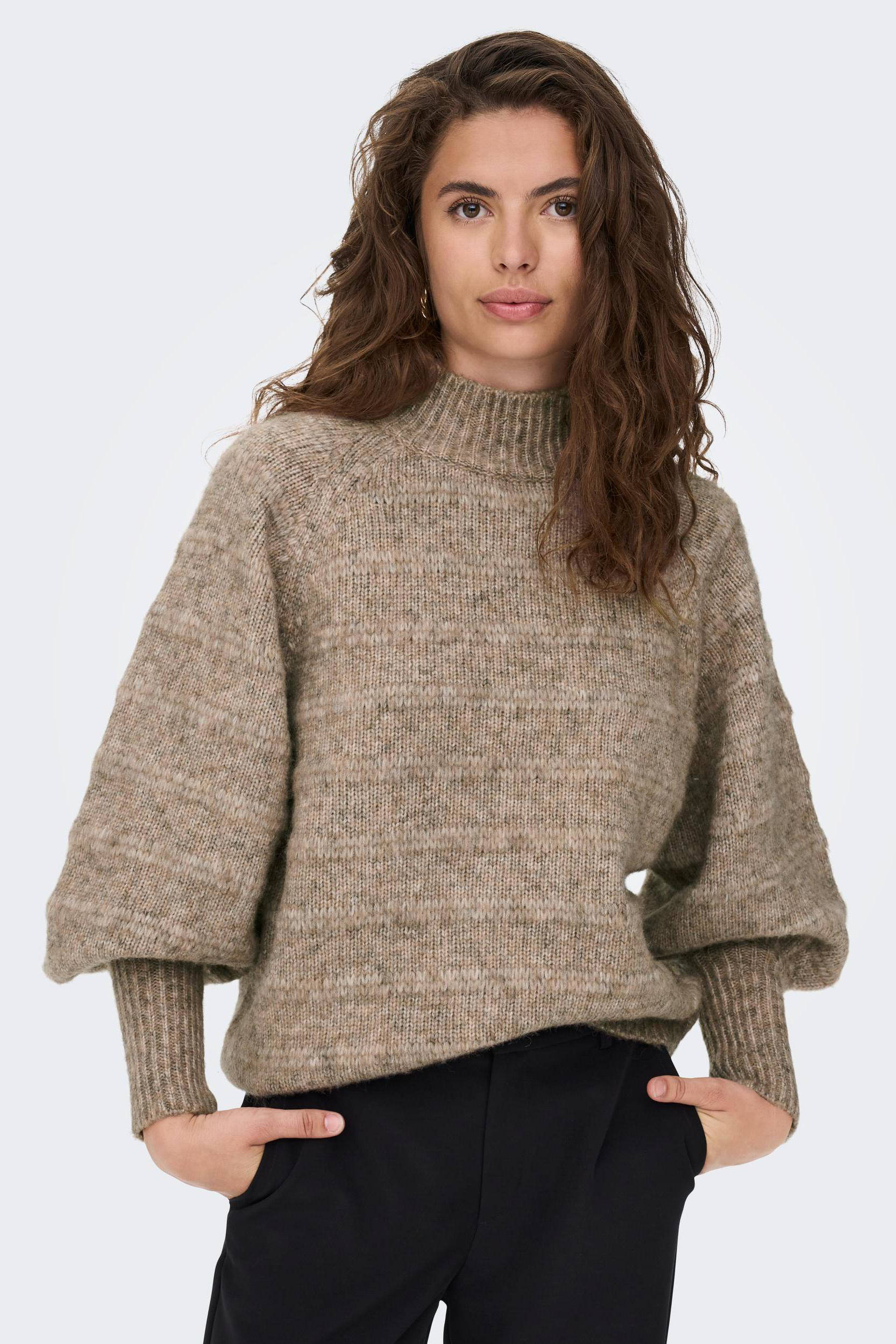 Mode Sweaters Gebreide truien Q/S Q\/S Gebreide trui bruin gestippeld casual uitstraling 