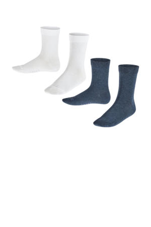 sokken - set van 2 wit en blauw