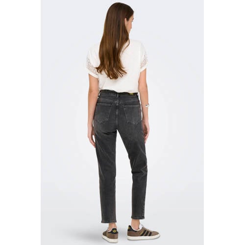 ONLY high waist cropped straight leg jeans ONLEMILY grijs afbeelding
