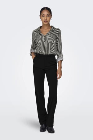 high waist straight fit pantalon ONLRAFFY-YO van polyester zwart
