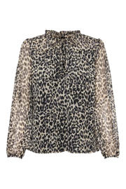 thumbnail: ONLY semi-transparante blouse ONLDITSY met dierenprint en ruches zwart