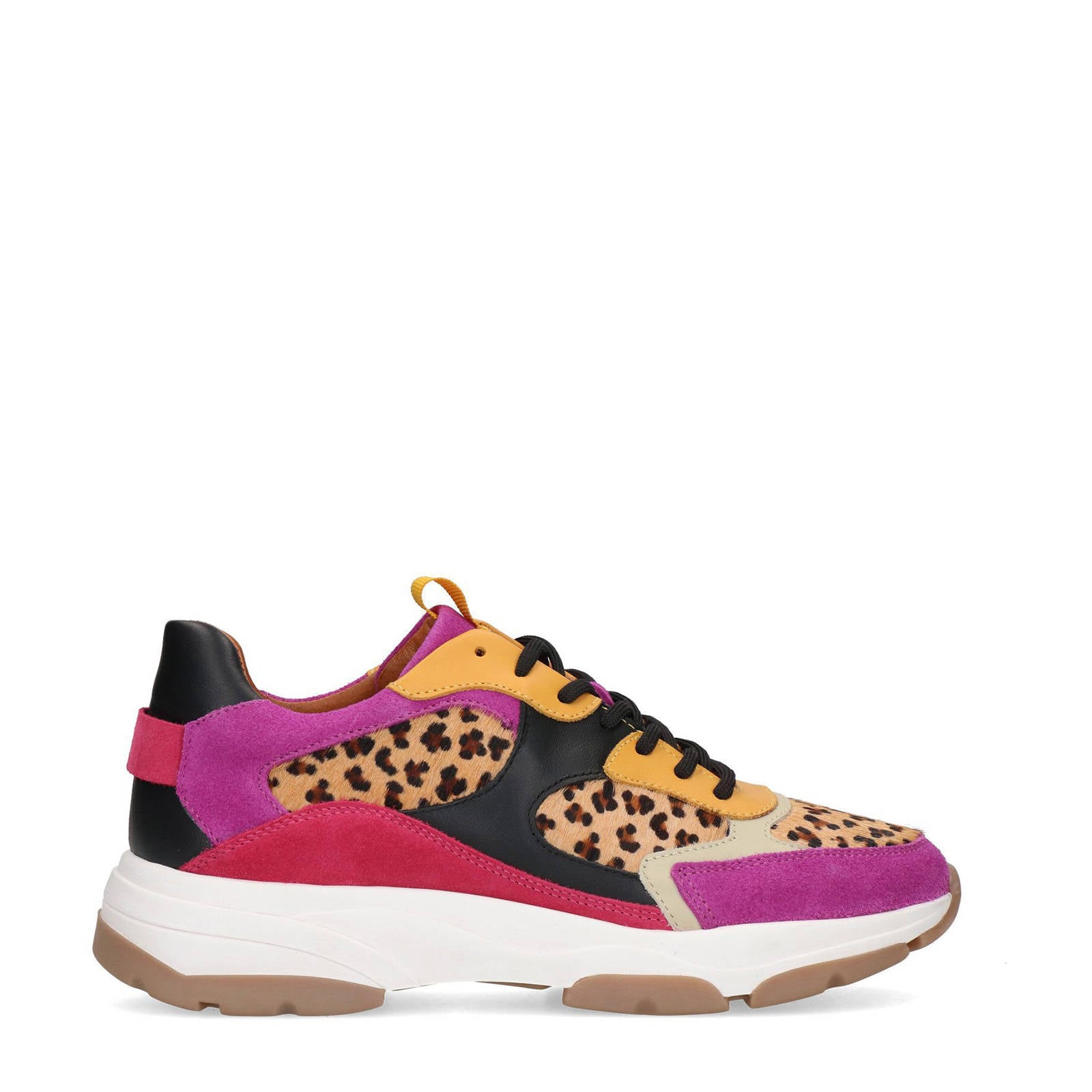 Manfield suède sneakers met panterprint roze | wehkamp