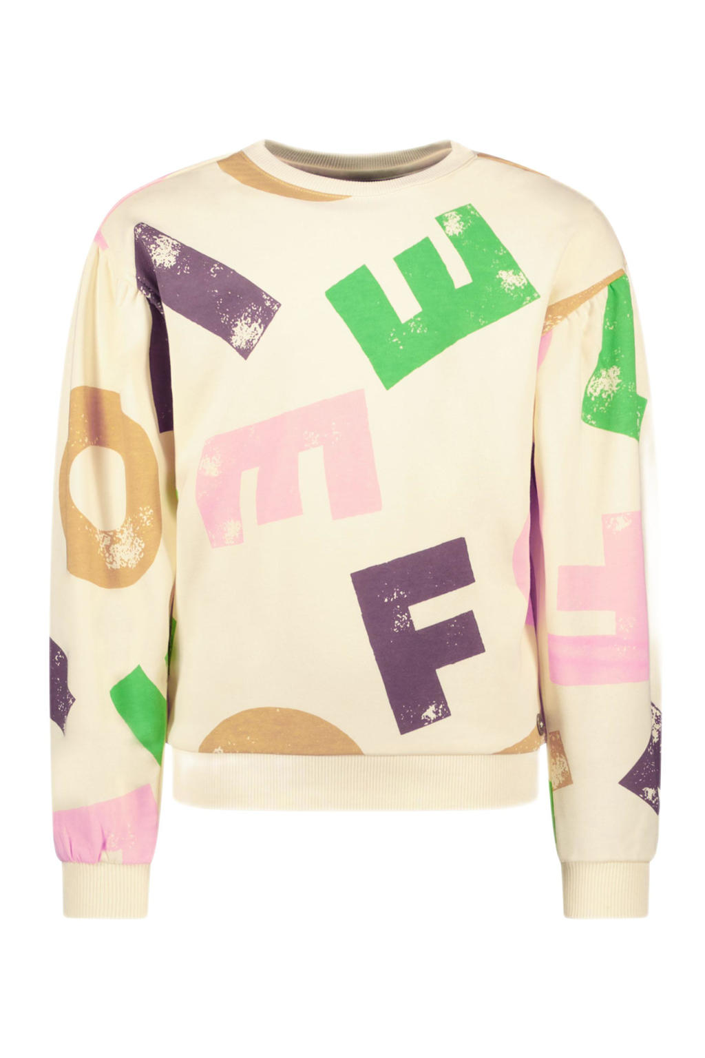 Like Flo sweater met all over print ecru