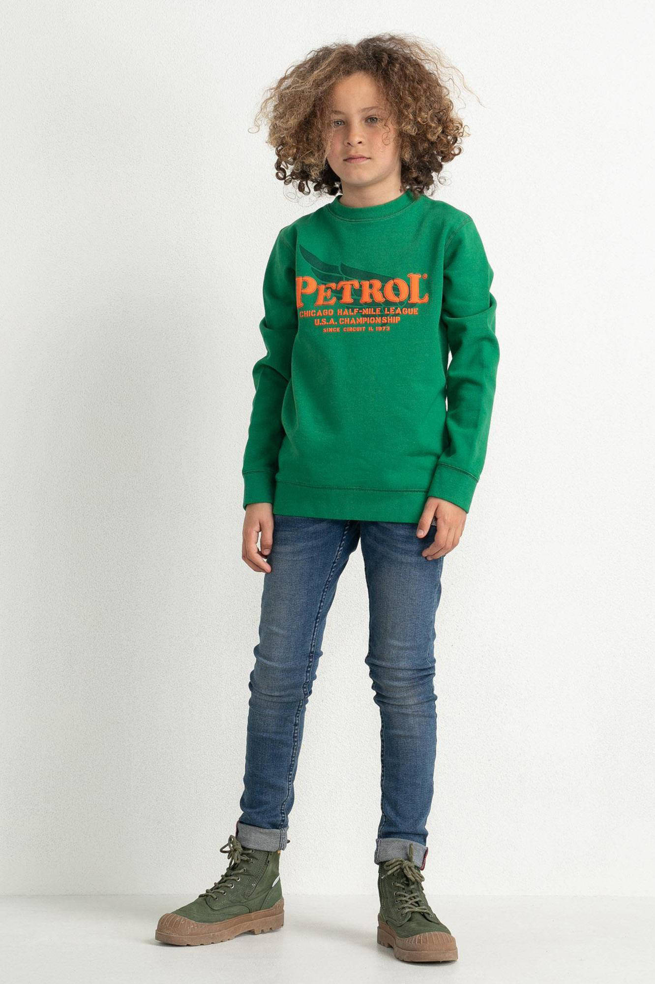 Petrol Industries sweater met logo groen | wehkamp