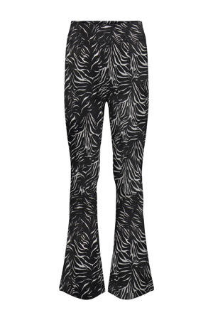 flared broek KOGPAIGE met zebraprint zwart/wit