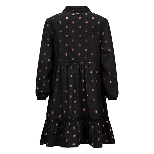 Retour Jeans A-lijn jurk Melissa met stippen en volant zwart/bruin