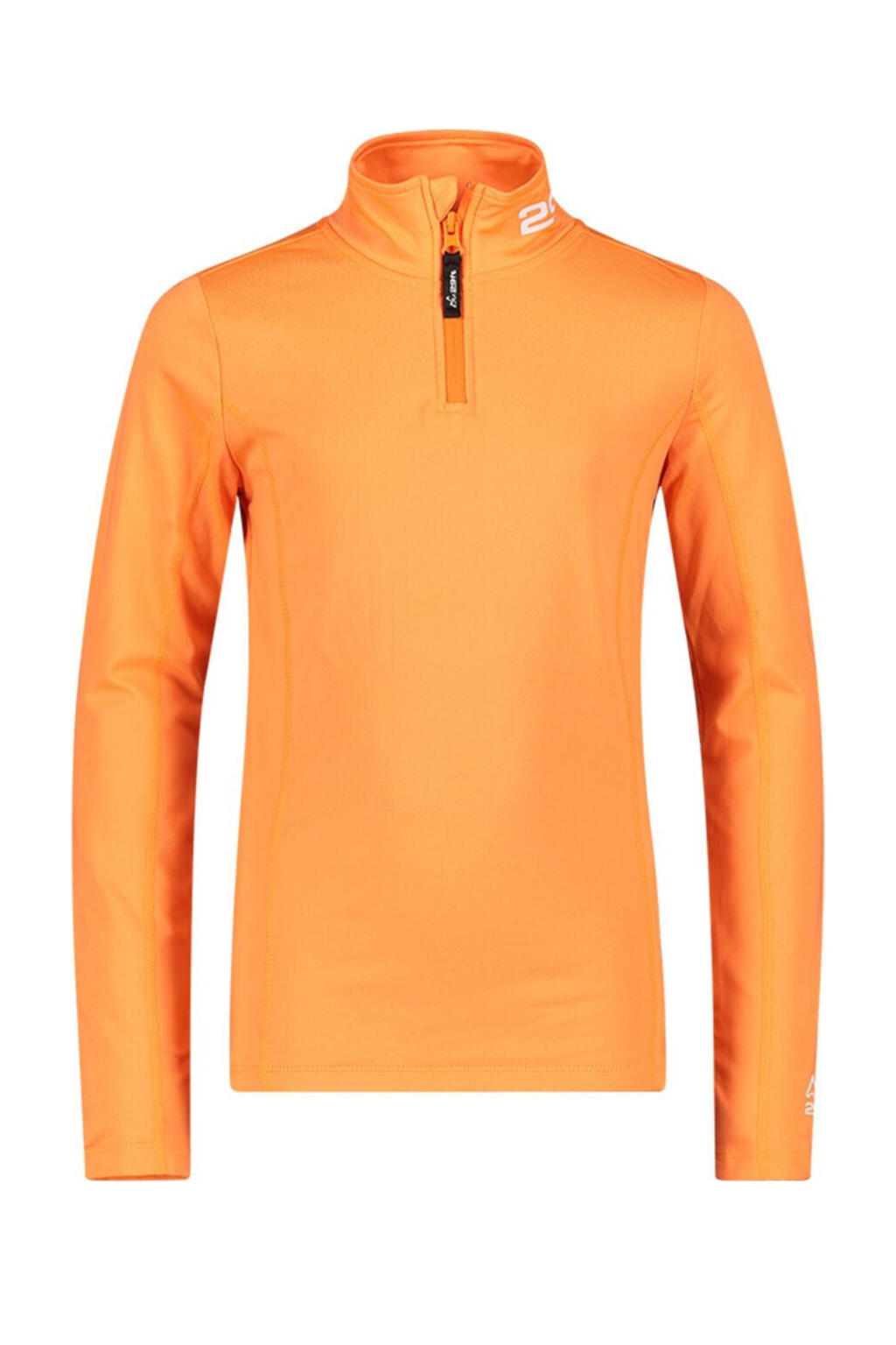 Oranje jongens en meisjes 29FT skipully van polyamide met logo dessin, lange mouwen, opstaande kraag en halve rits