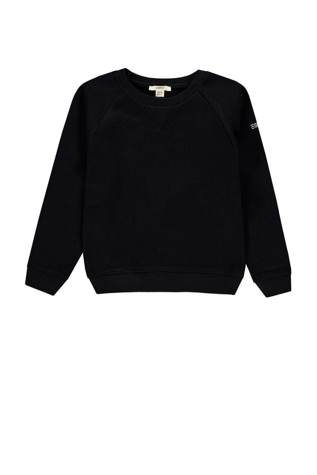 Zwarte jongens ESPRIT longsleeve van katoen met effen, lange mouwen en ronde hals