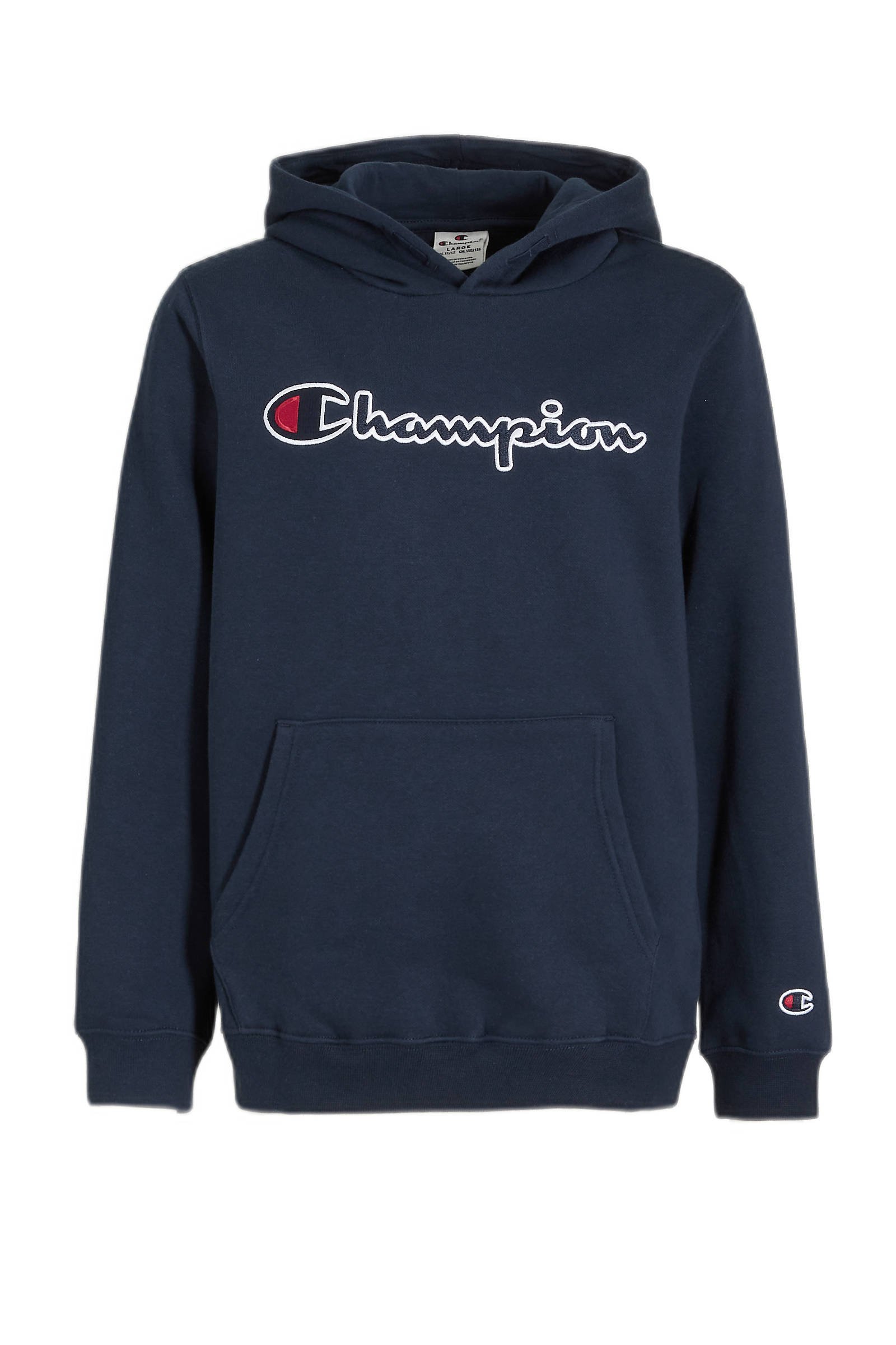 Champion hoodie met logo donkerblauw wehkamp