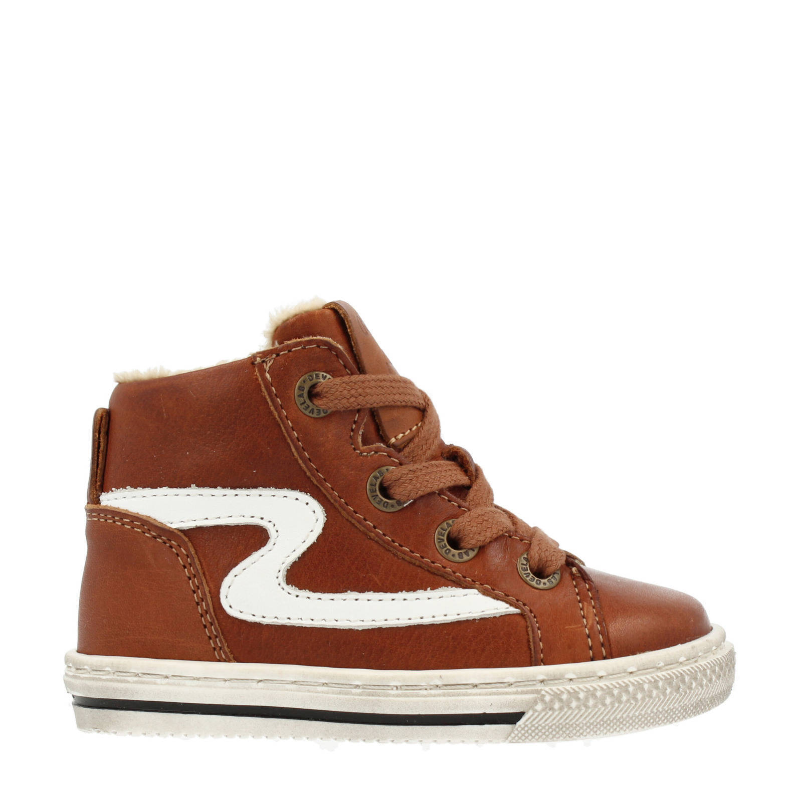 Develab 45667 leren sneakers cognac/wit | wehkamp