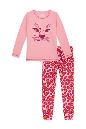 pyjama met panterprint roze